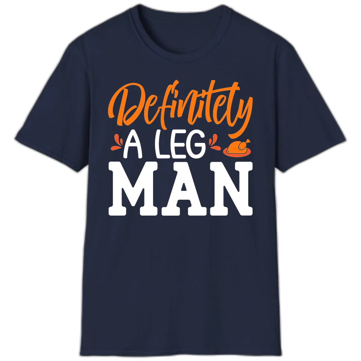 Thanksgiving Leg Man Typography T-Shirt in Navy