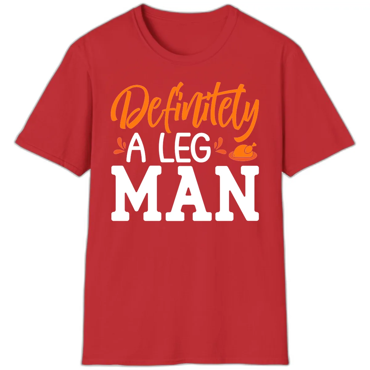 Thanksgiving Leg Man Typography T-Shirt in Red