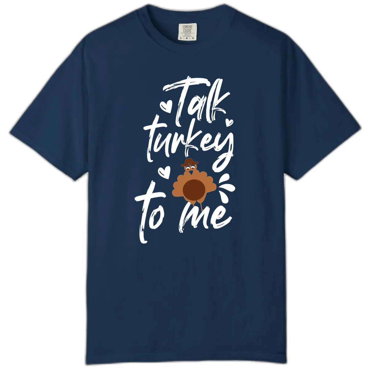 Talk Turkey To Me Thanksgiving Graphic Comfort Color in Navy