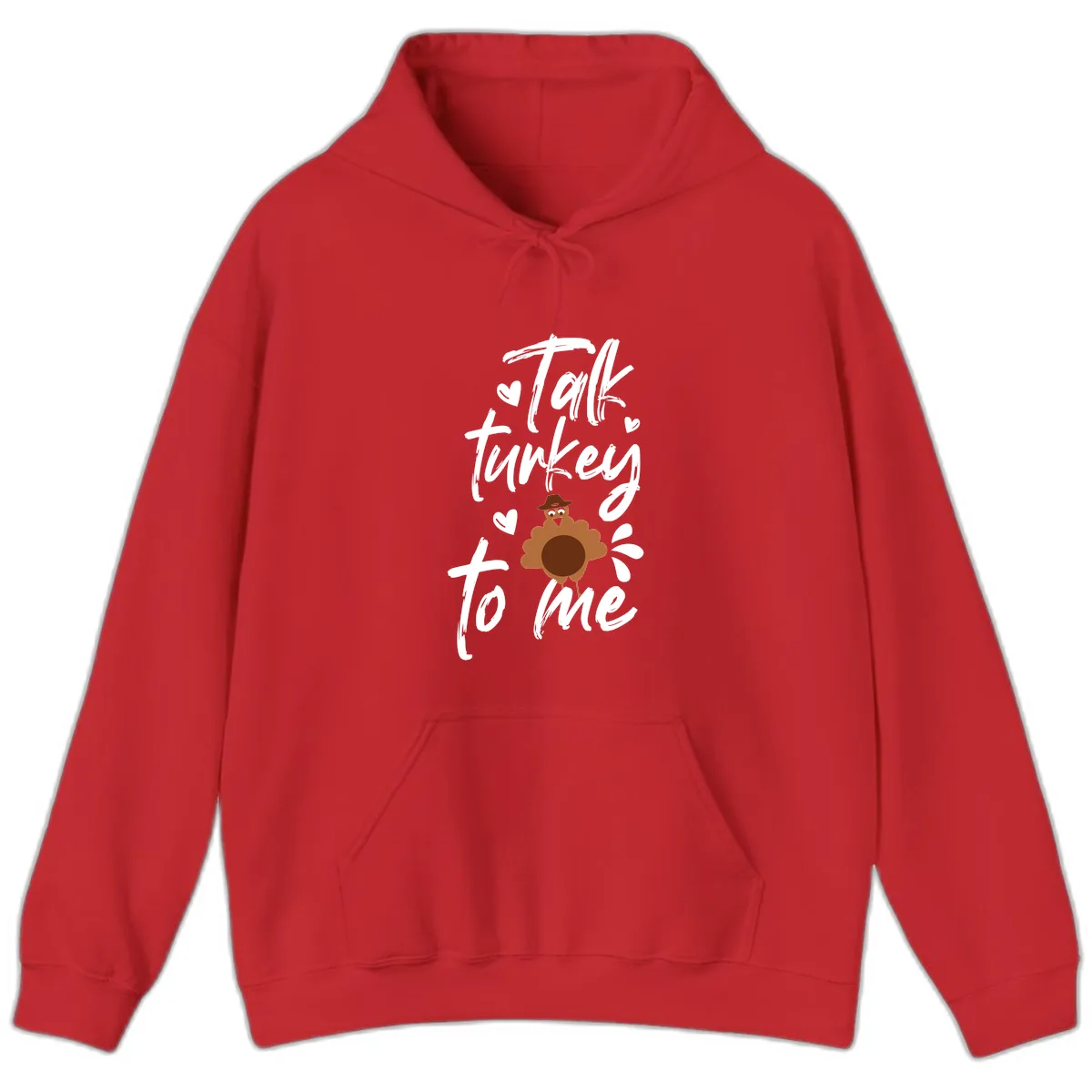Talk Turkey To Me Thanksgiving Graphic Hoodie in Red