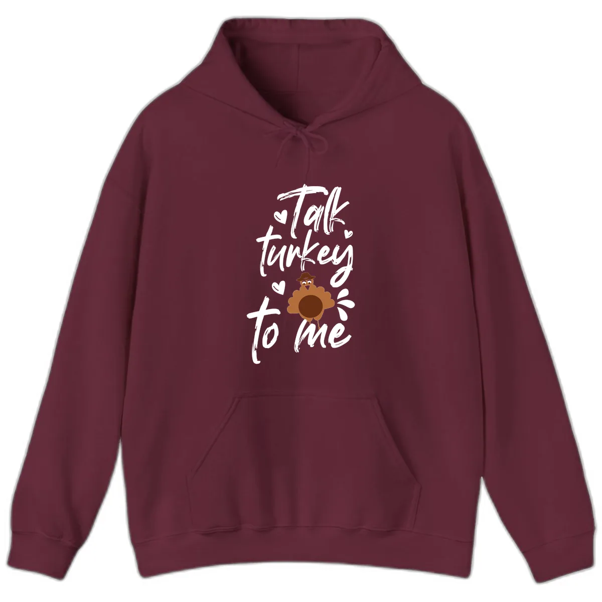 Talk Turkey To Me Thanksgiving Graphic Hoodie in Maroon