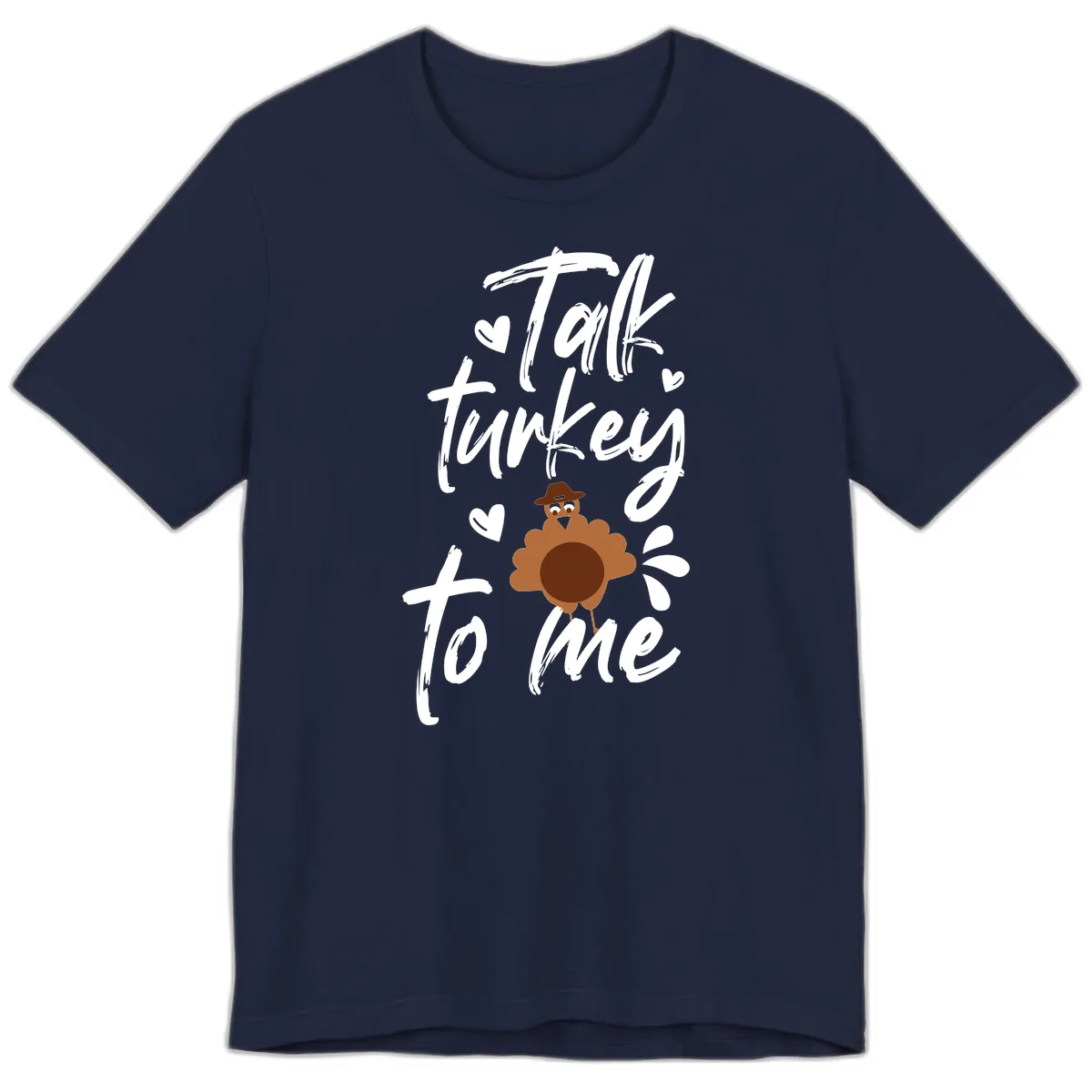 Talk Turkey To Me Thanksgiving Graphic Premium T-Shirt in Navy