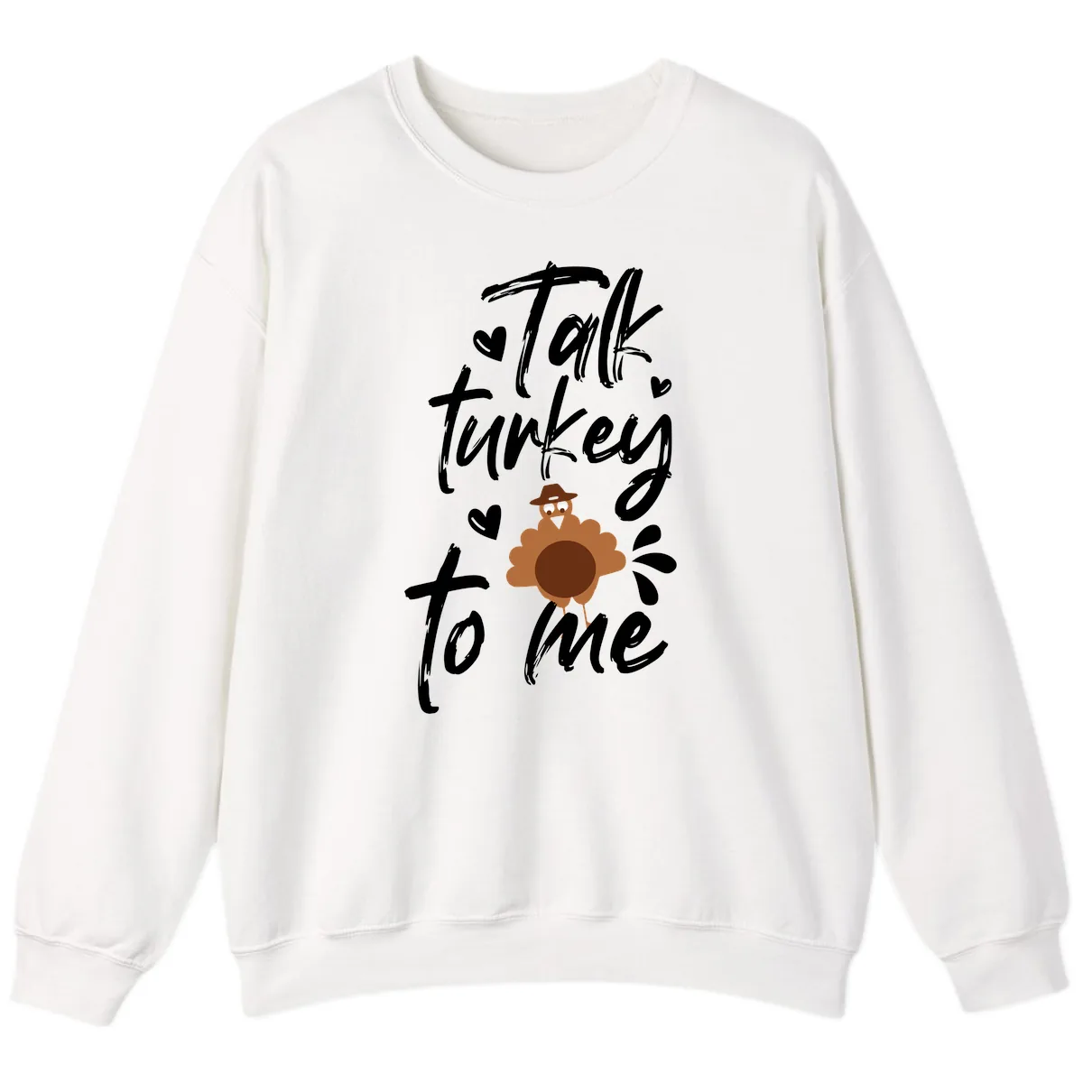 Talk Turkey To Me Thanksgiving Graphic Sweatshirt in White
