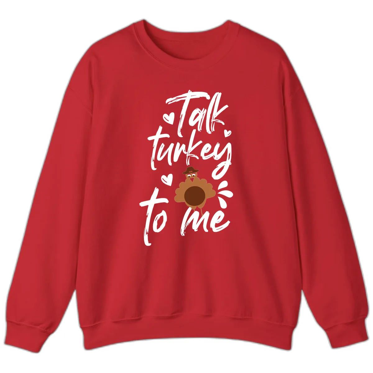 Talk Turkey To Me Thanksgiving Graphic Sweatshirt in Red