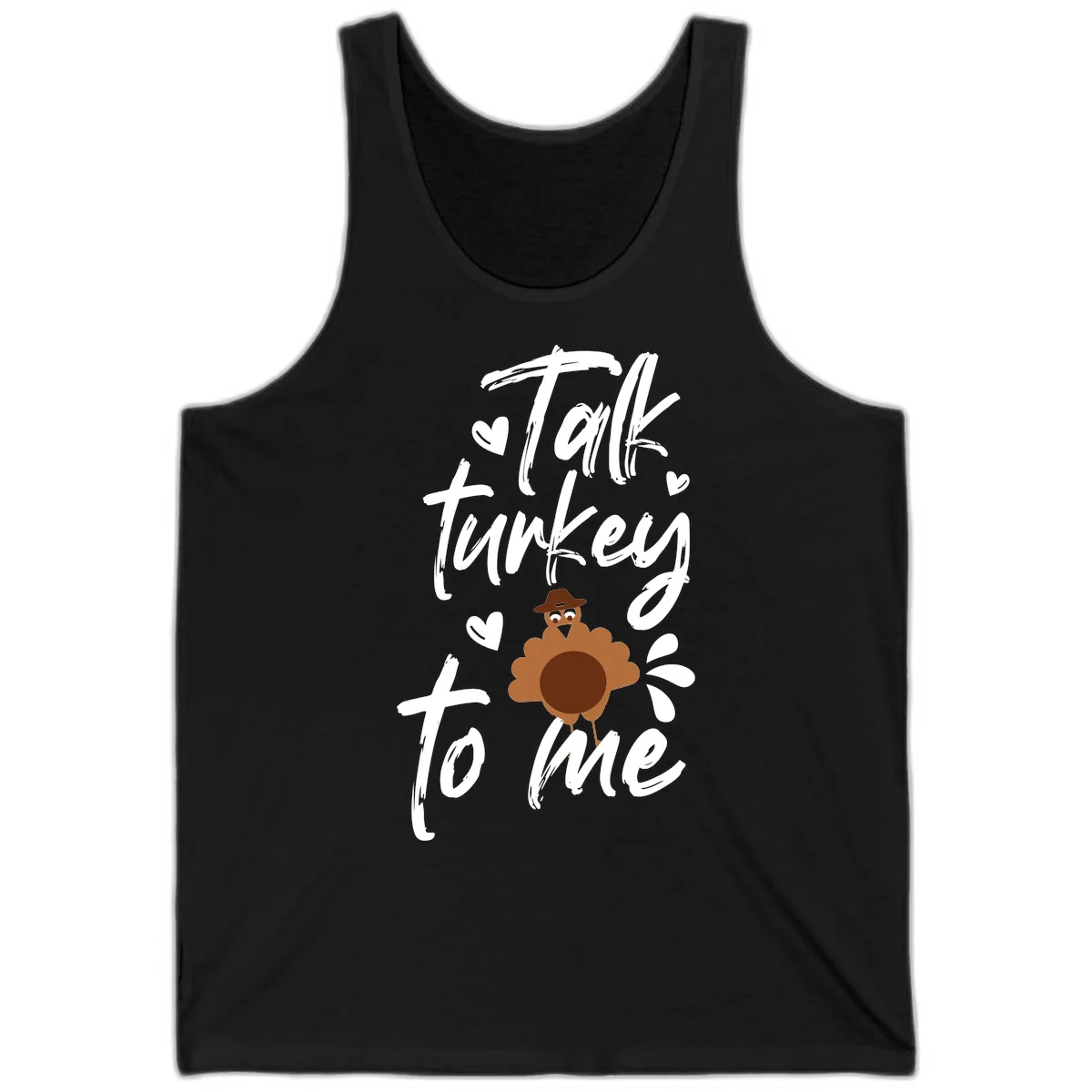 Talk Turkey To Me Thanksgiving Graphic Tank in Black