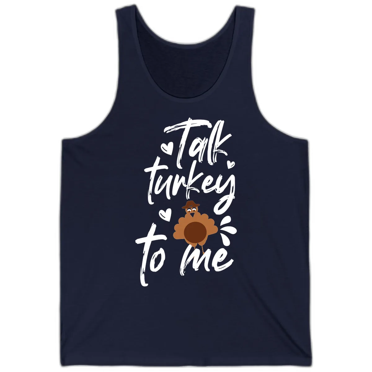 Talk Turkey To Me Thanksgiving Graphic Tank in Navy