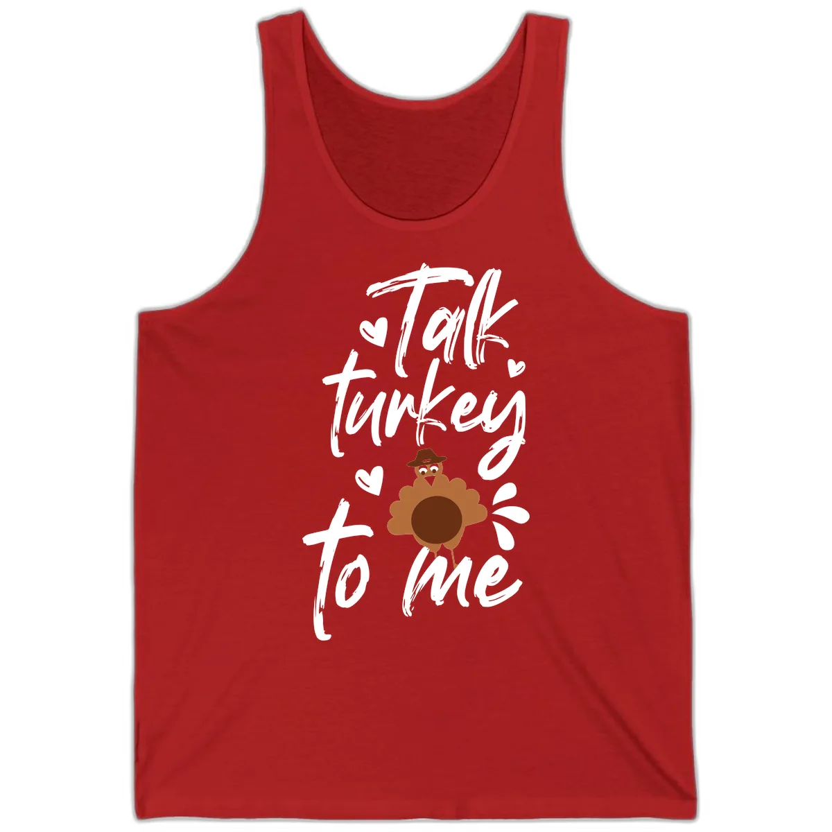 Talk Turkey To Me Thanksgiving Graphic Tank in Red