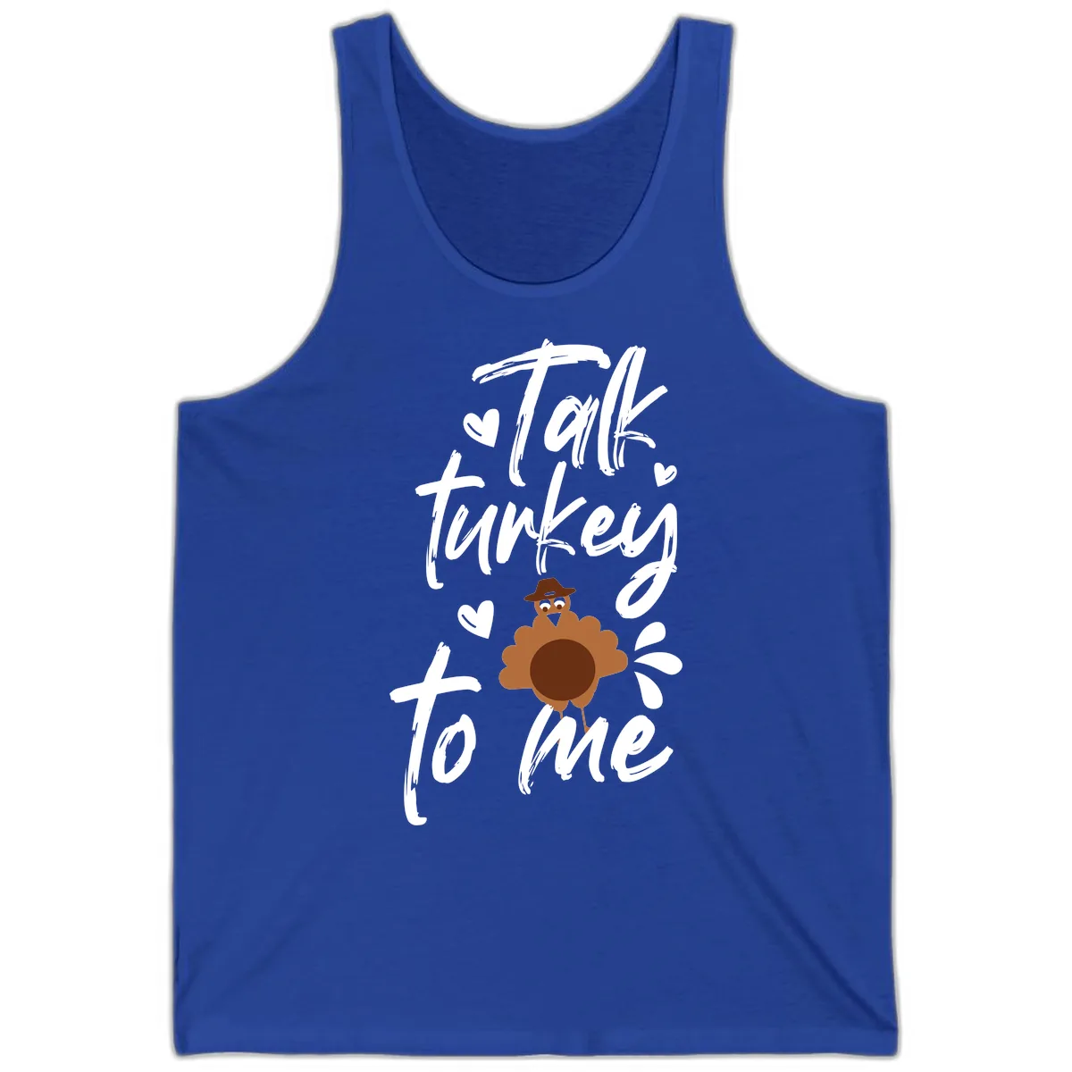 Talk Turkey To Me Thanksgiving Graphic Tank in True Royal