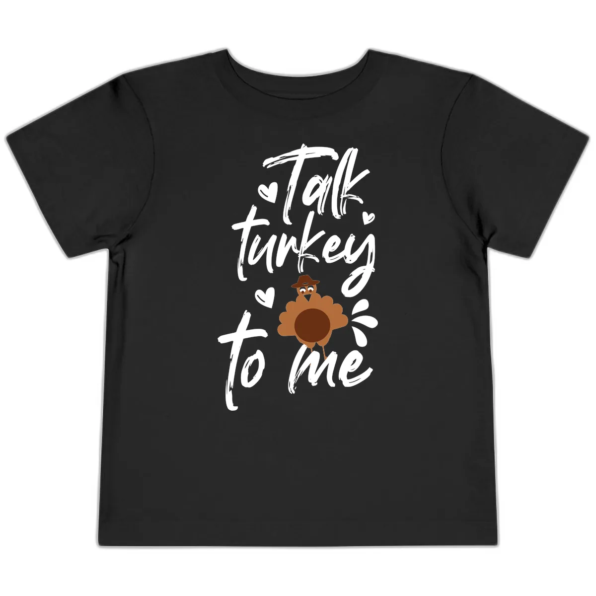 Talk Turkey To Me Thanksgiving Graphic Toddler T-Shirt in Black