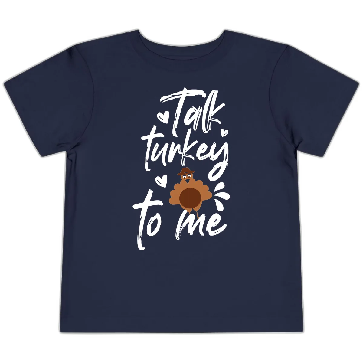 Talk Turkey To Me Thanksgiving Graphic Toddler T-Shirt in Navy