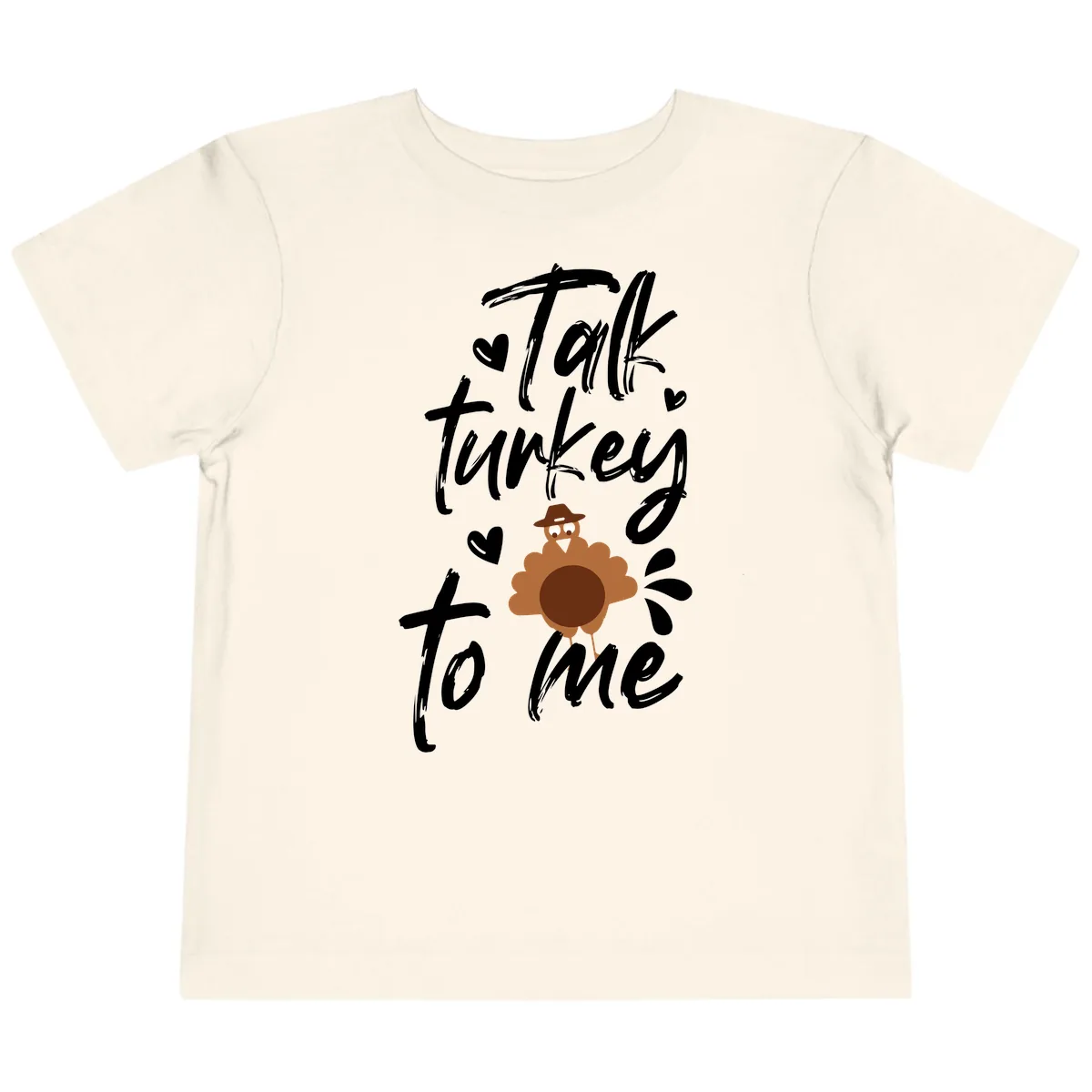 Talk Turkey To Me Thanksgiving Graphic Toddler T-Shirt in Natural