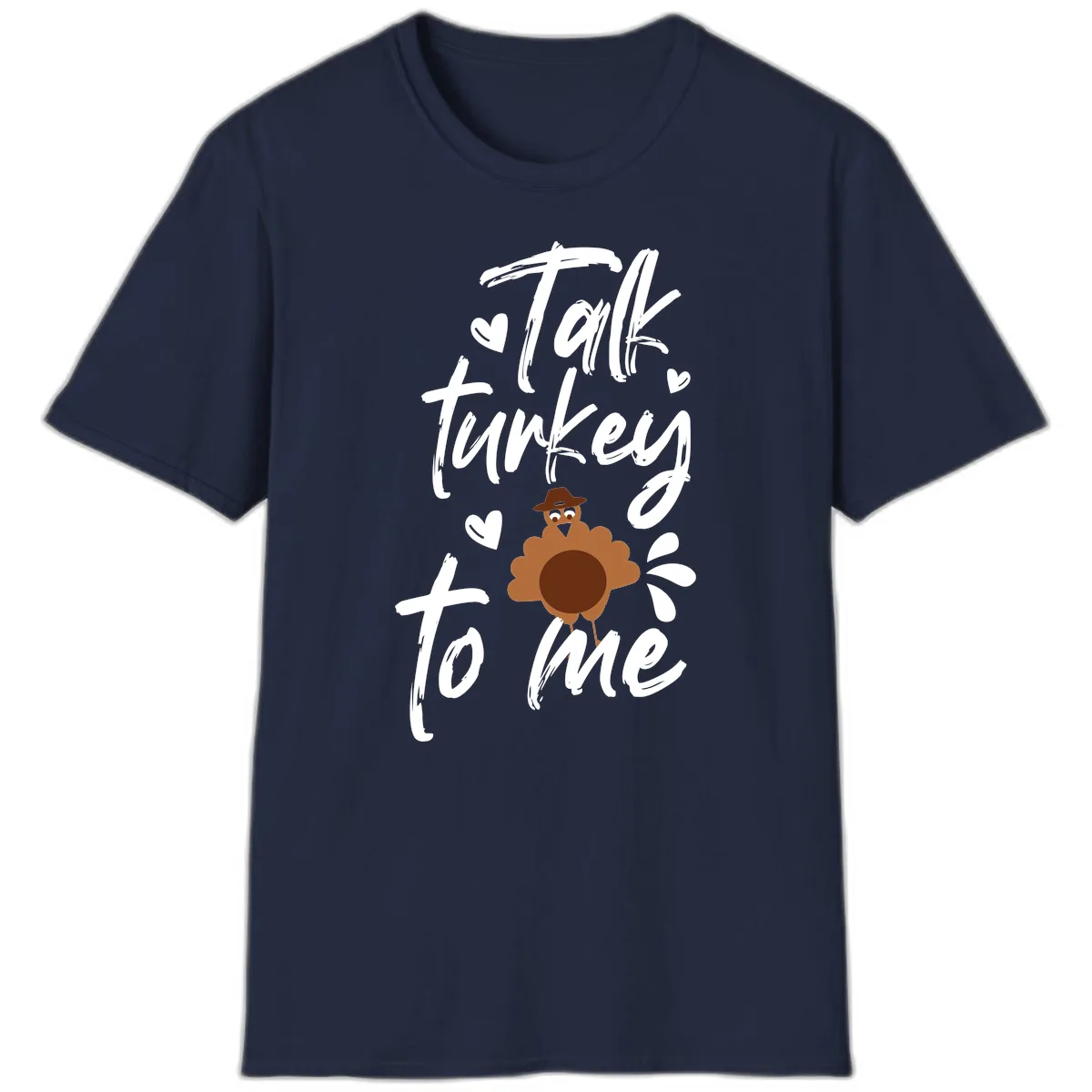 Talk Turkey To Me Thanksgiving Graphic T-Shirt in Navy