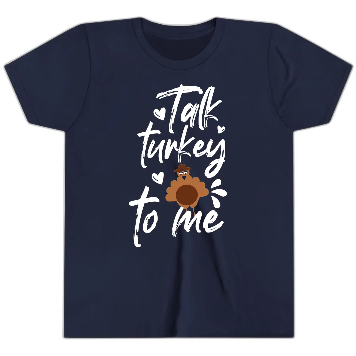 Talk Turkey To Me Thanksgiving Graphic Youth T-Shirt in Navy