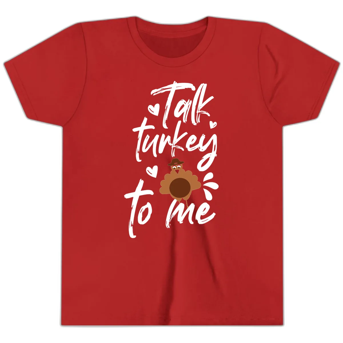 Talk Turkey To Me Thanksgiving Graphic Youth T-Shirt in Red