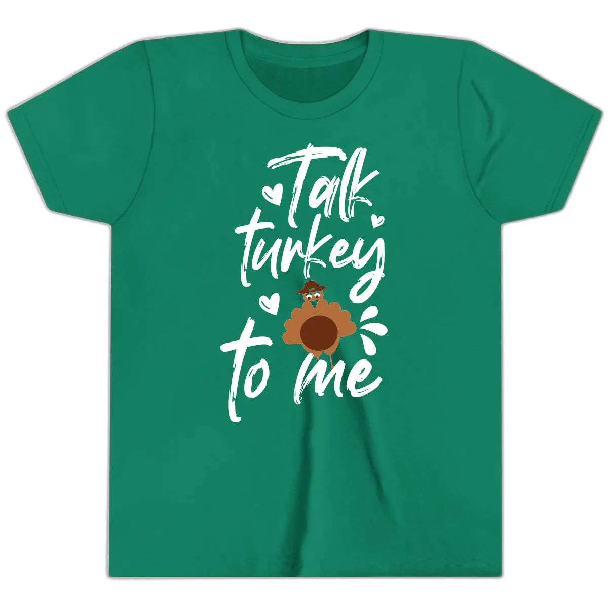 Talk Turkey To Me Thanksgiving Graphic Youth T-Shirt in Kelly