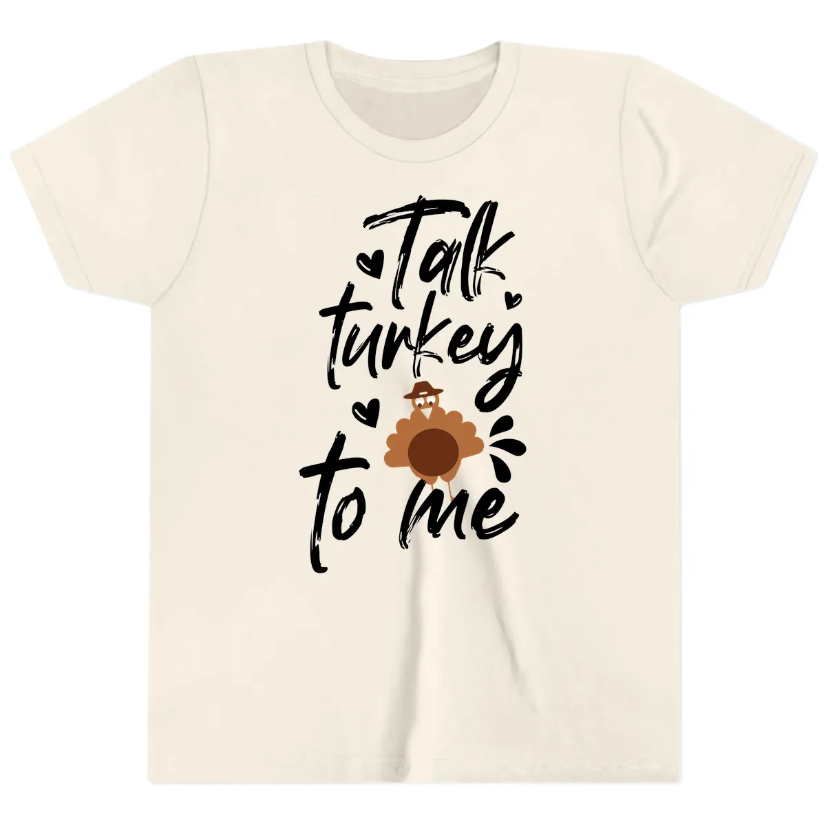Talk Turkey To Me Thanksgiving Graphic Youth T-Shirt in Natural