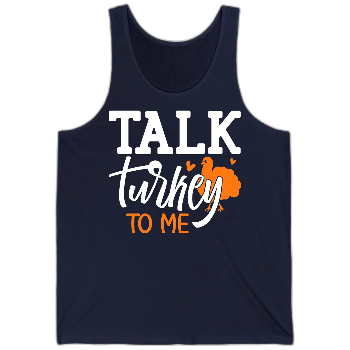 Talk Turkey To Me Thanksgiving Phrase Tank in Navy