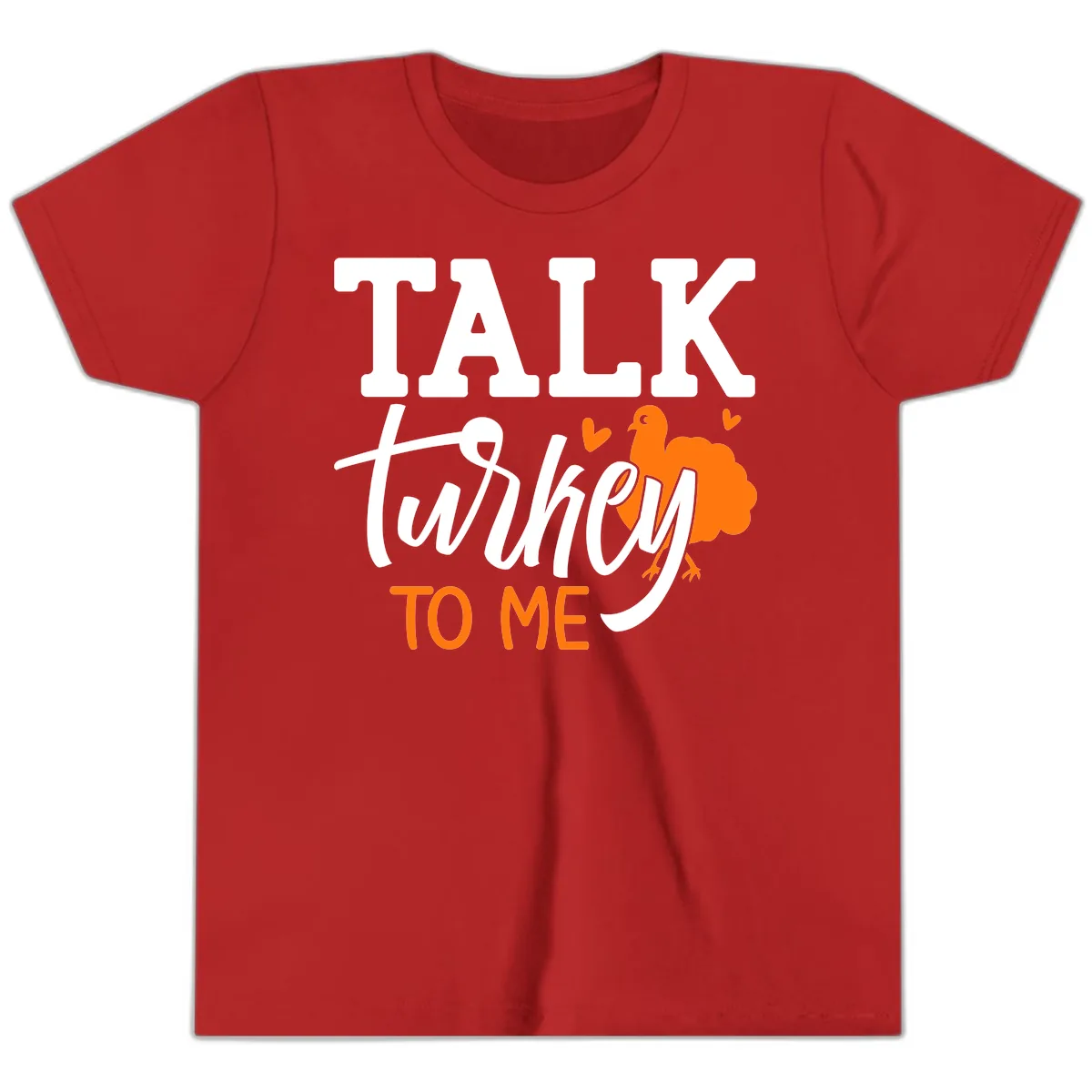 Talk Turkey To Me Thanksgiving Phrase Youth T-Shirt in Red