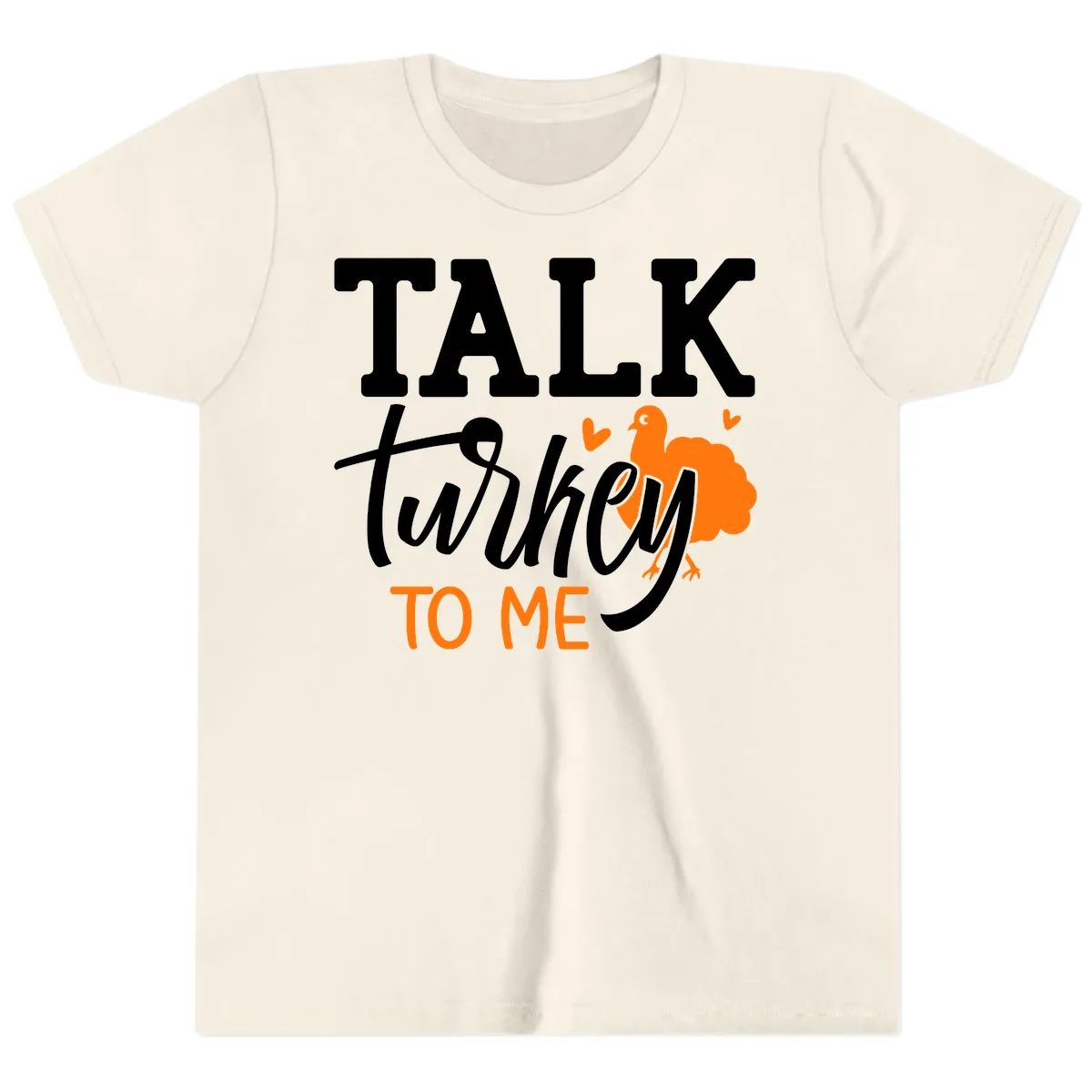 Talk Turkey To Me Thanksgiving Phrase Youth T-Shirt in Natural
