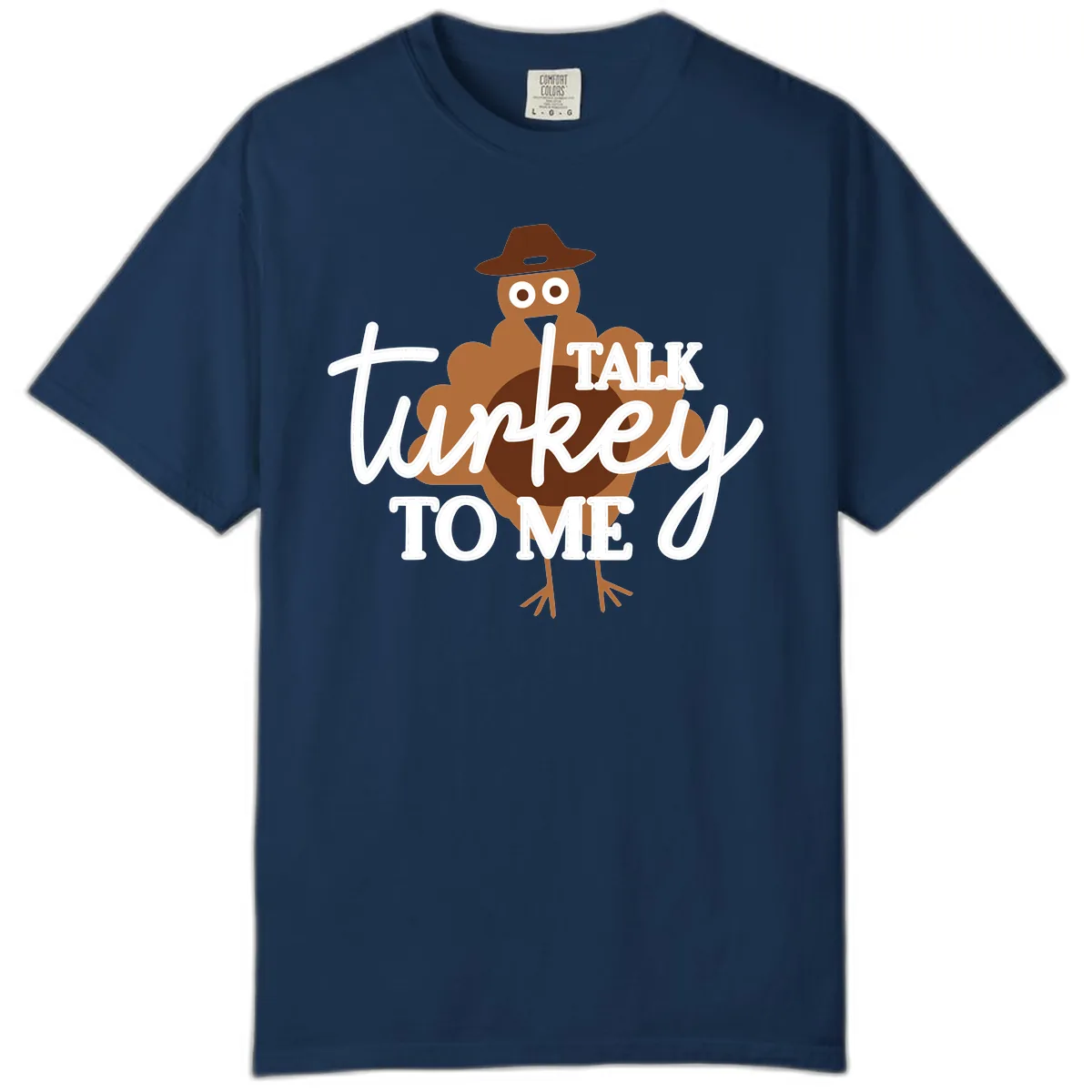 Talk Turkey To Me Thanksgiving Turkey Comfort Color in Navy