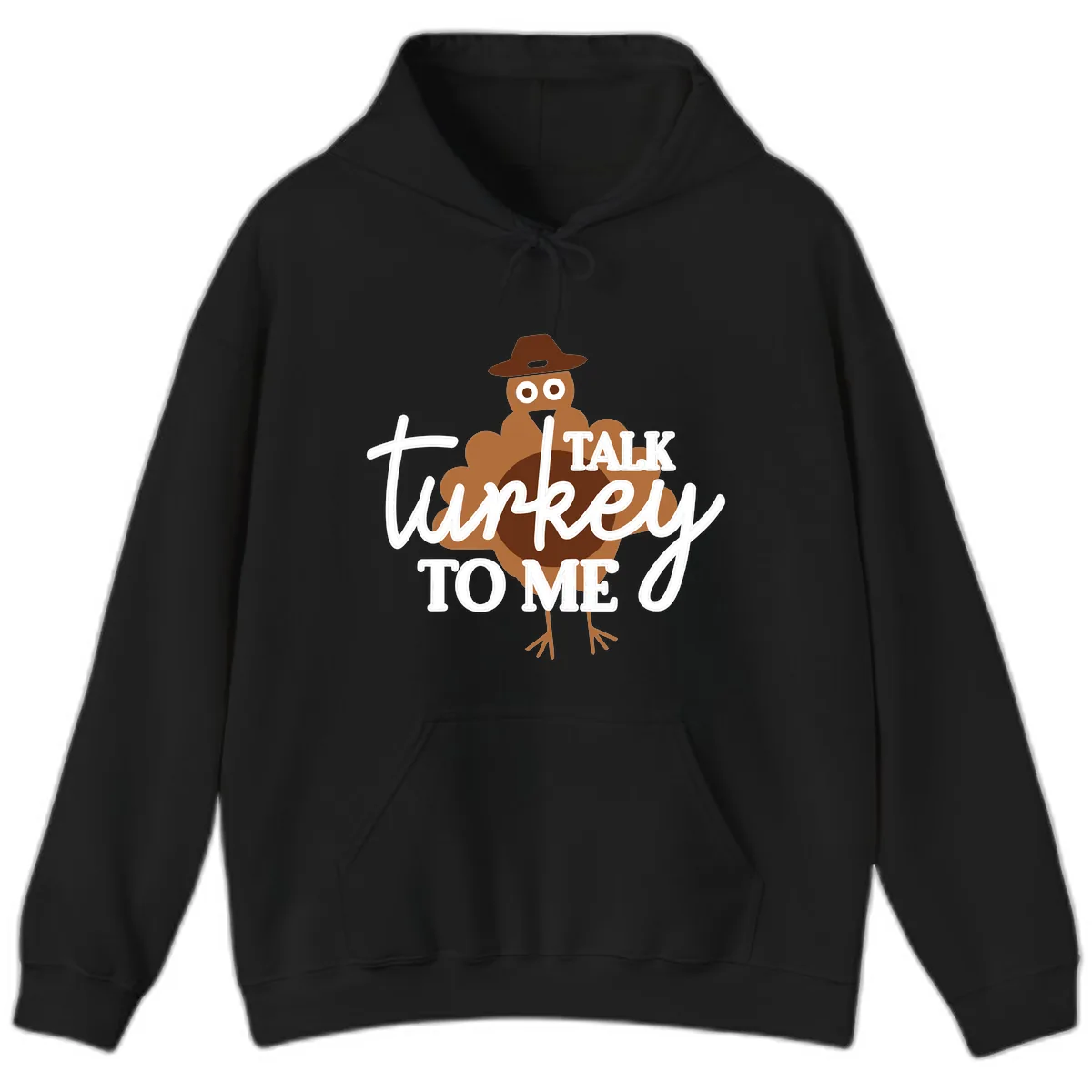 Talk Turkey To Me Thanksgiving Turkey Hoodie in Black