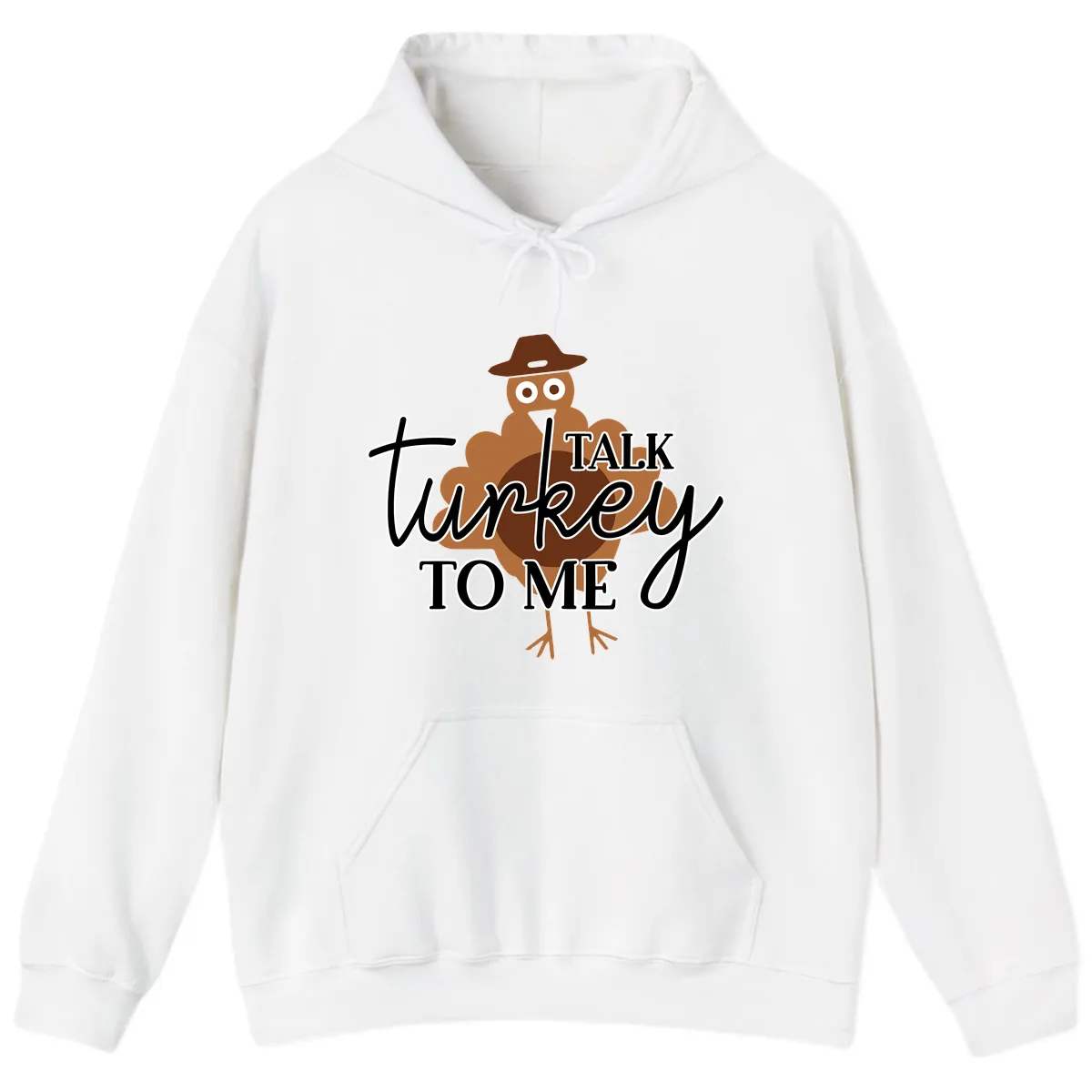 Talk Turkey To Me Thanksgiving Turkey Hoodie in White