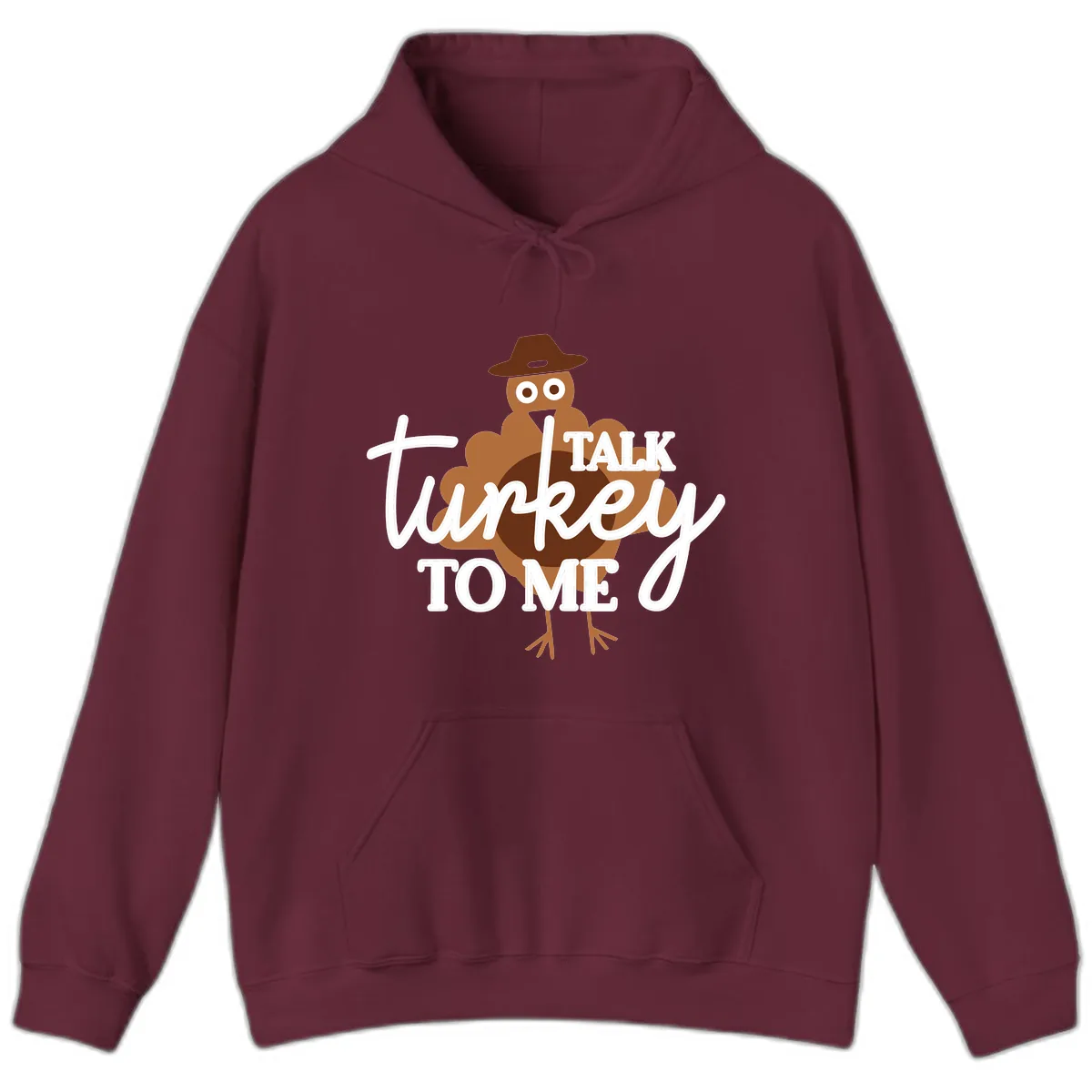 Talk Turkey To Me Thanksgiving Turkey Hoodie in Maroon