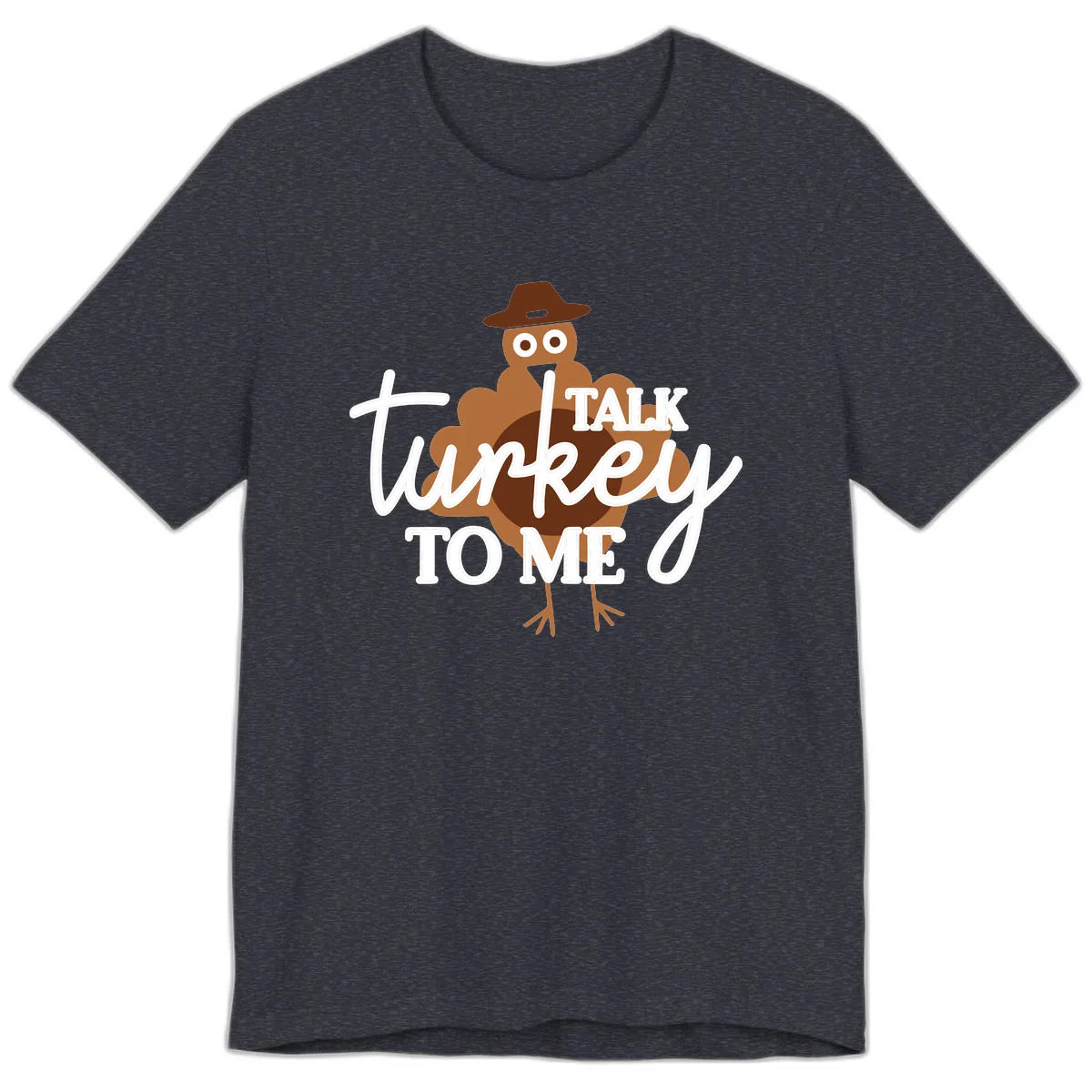 Talk Turkey To Me Thanksgiving Turkey Premium T-Shirt in Heather Navy