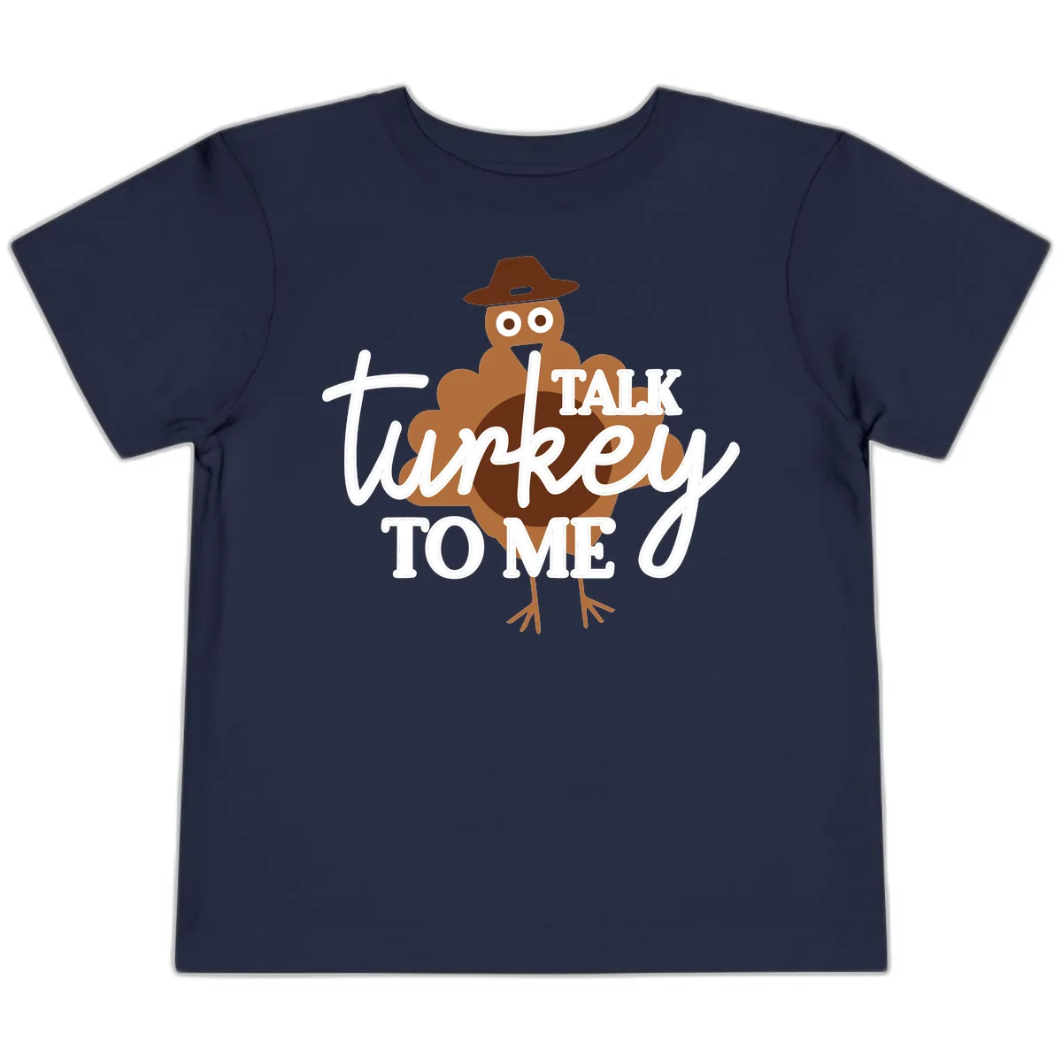 Talk Turkey To Me Thanksgiving Turkey Toddler T-Shirt in Navy