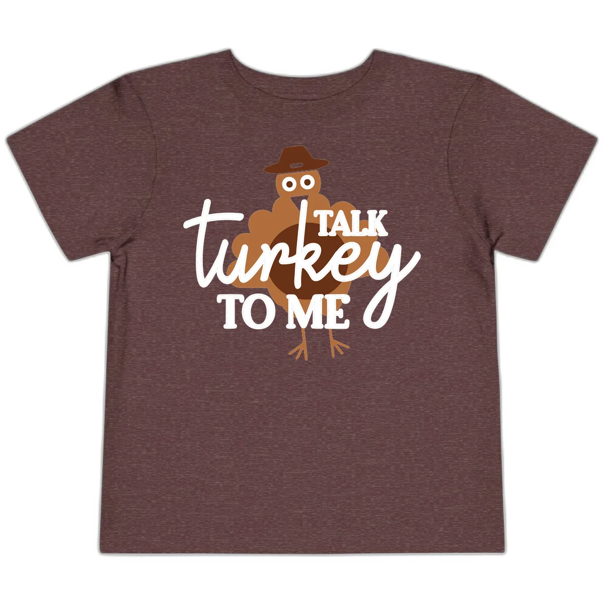 Talk Turkey To Me Thanksgiving Turkey Toddler T-Shirt in Heather Maroon
