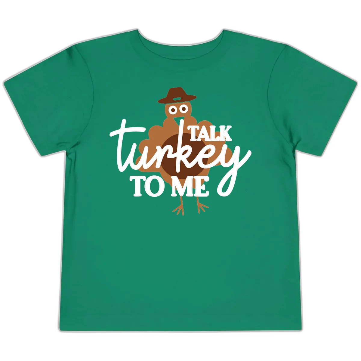 Talk Turkey To Me Thanksgiving Turkey Toddler T-Shirt in Kelly