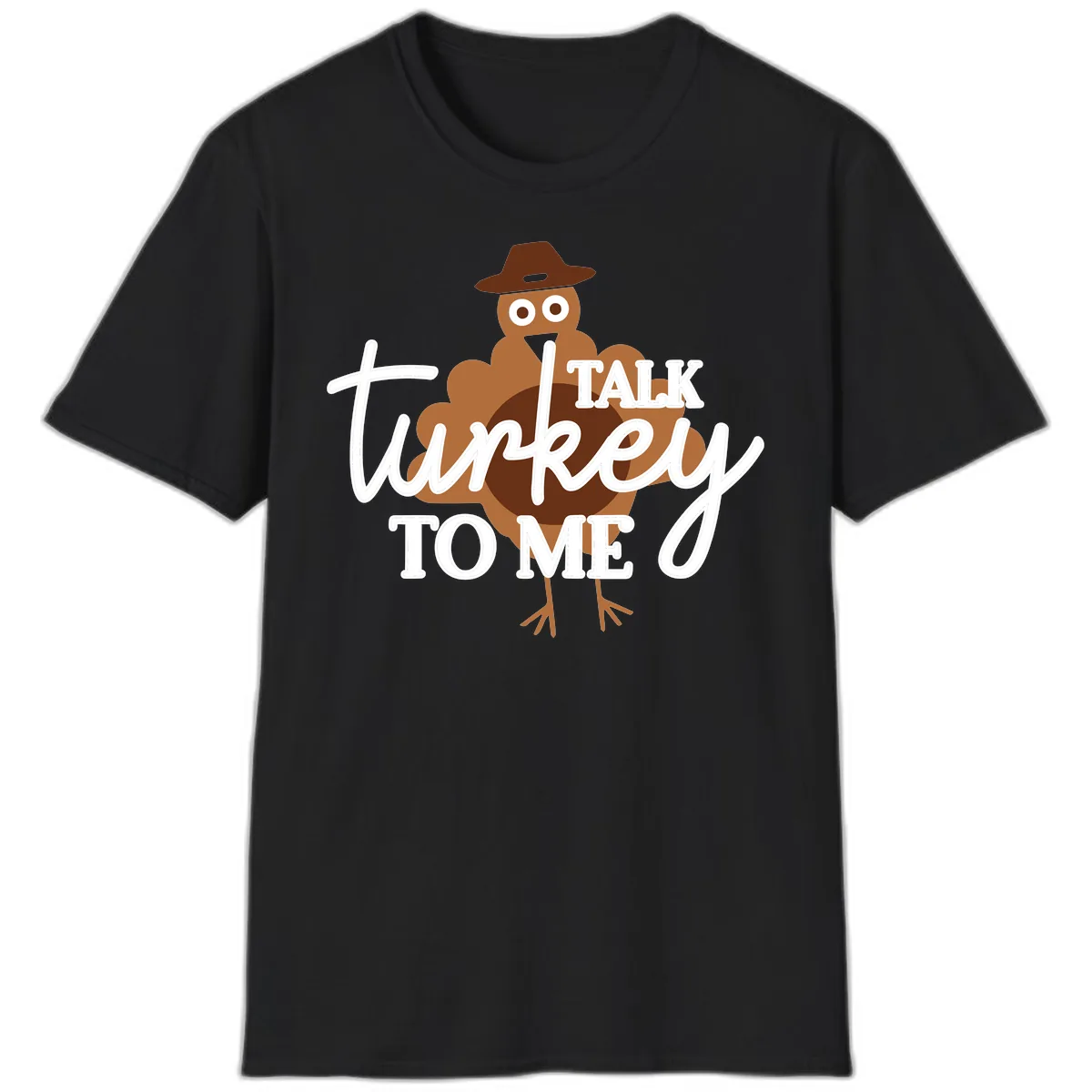 Talk Turkey To Me Thanksgiving Turkey T-Shirt in Black