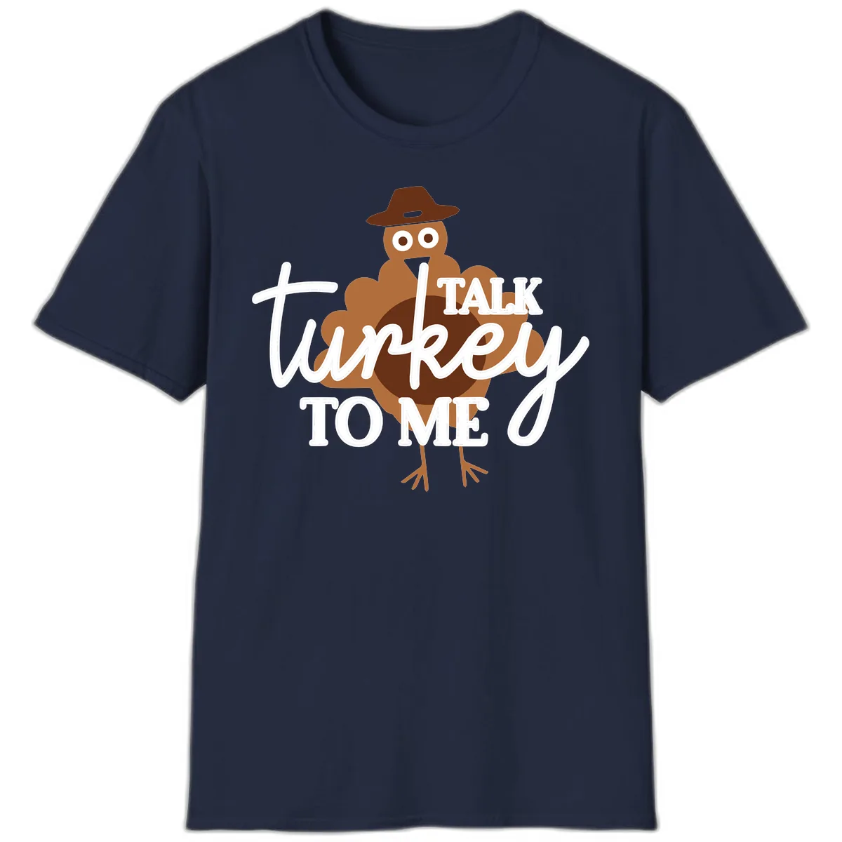 Talk Turkey To Me Thanksgiving Turkey T-Shirt in Navy