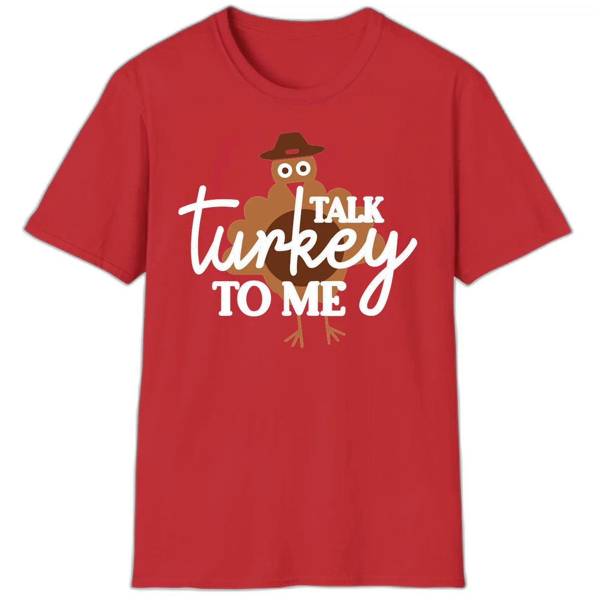 Talk Turkey To Me Thanksgiving Turkey T-Shirt in Red