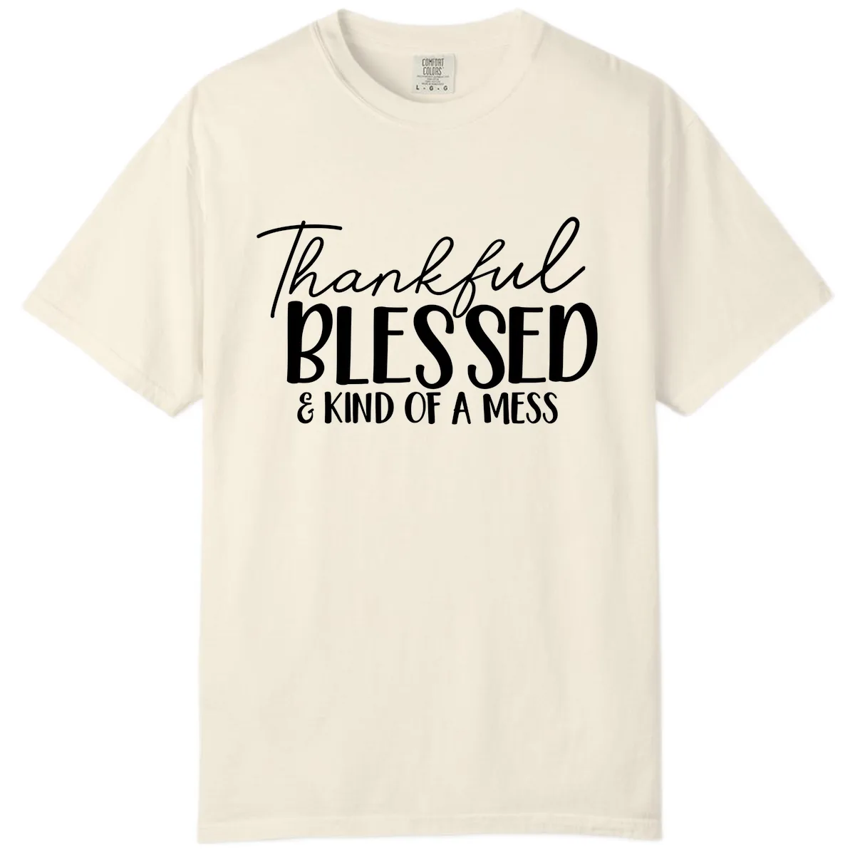 Thankful Blessed Kind Of A Mess Comfort Color in Ivory