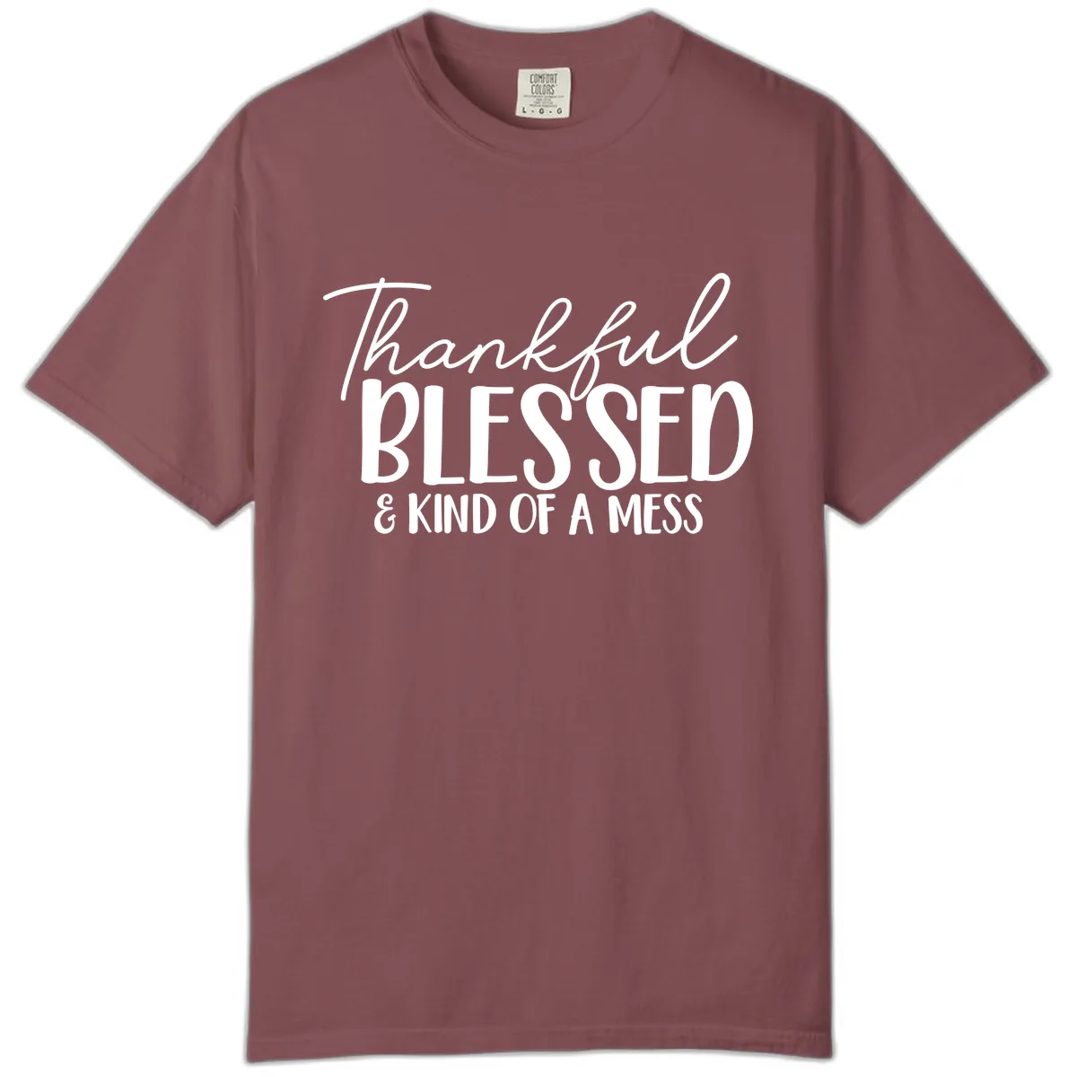 Thankful Blessed Kind Of A Mess Comfort Color in Brick