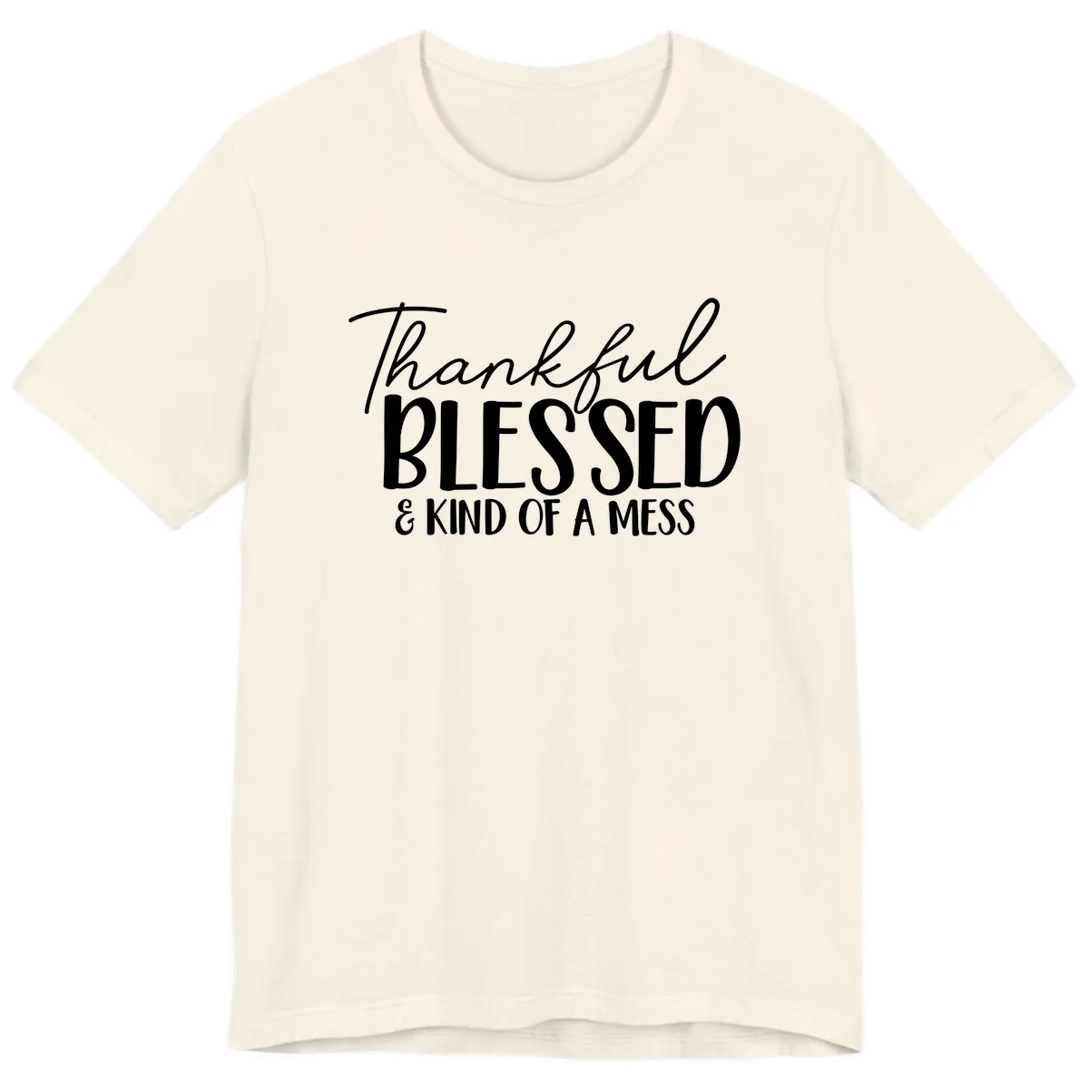 Thankful Blessed Kind Of A Mess Premium T-Shirt in Natural