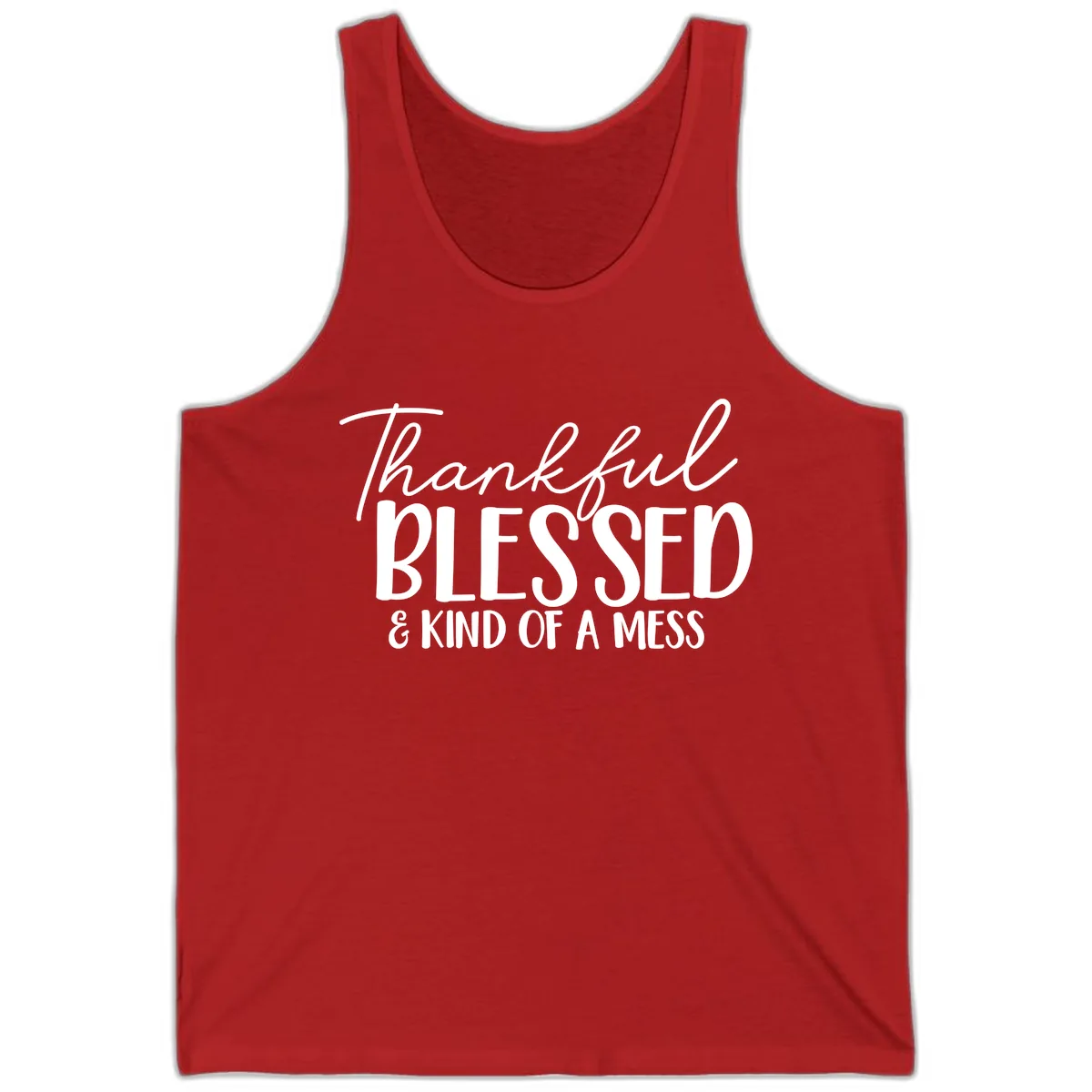 Thankful Blessed Kind Of A Mess Tank in Red