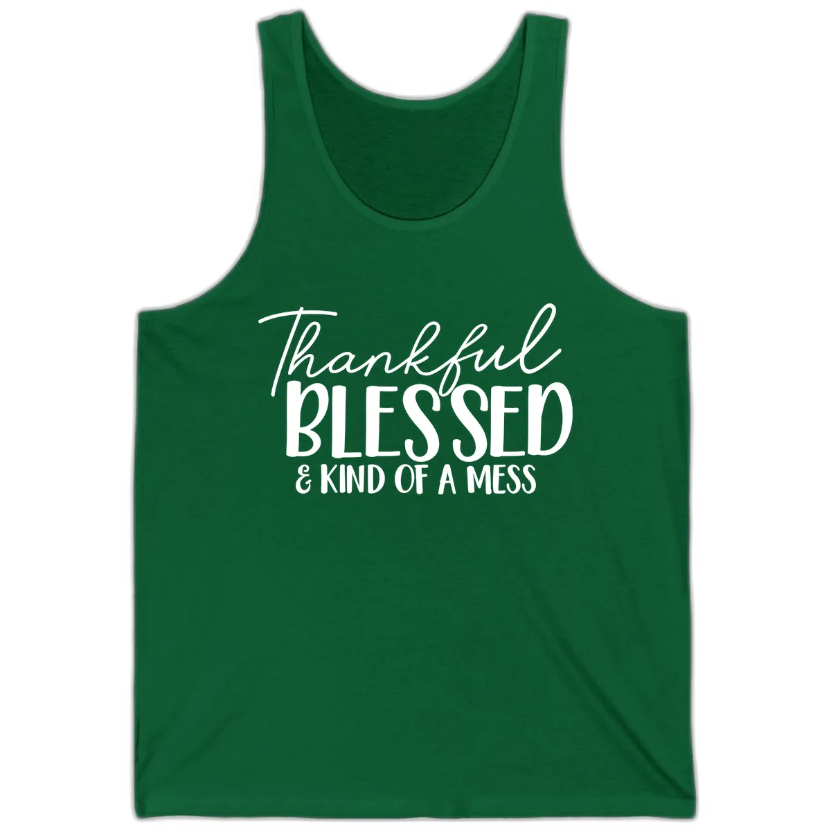 Thankful Blessed Kind Of A Mess Tank in Kelly