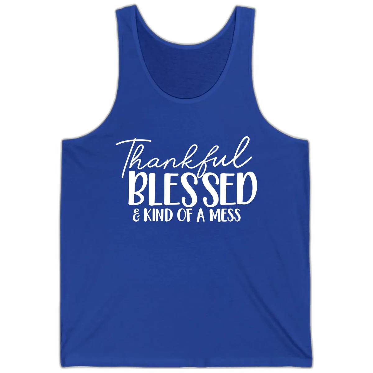 Thankful Blessed Kind Of A Mess Tank in True Royal