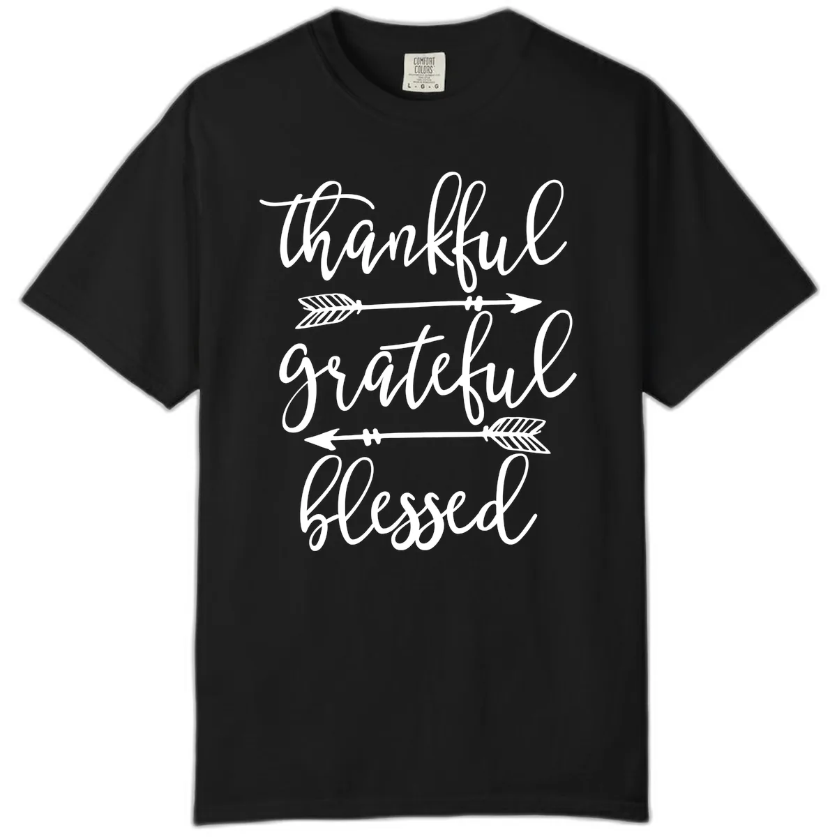 Thankful Grateful Blessed Typography Design Comfort Color in Black