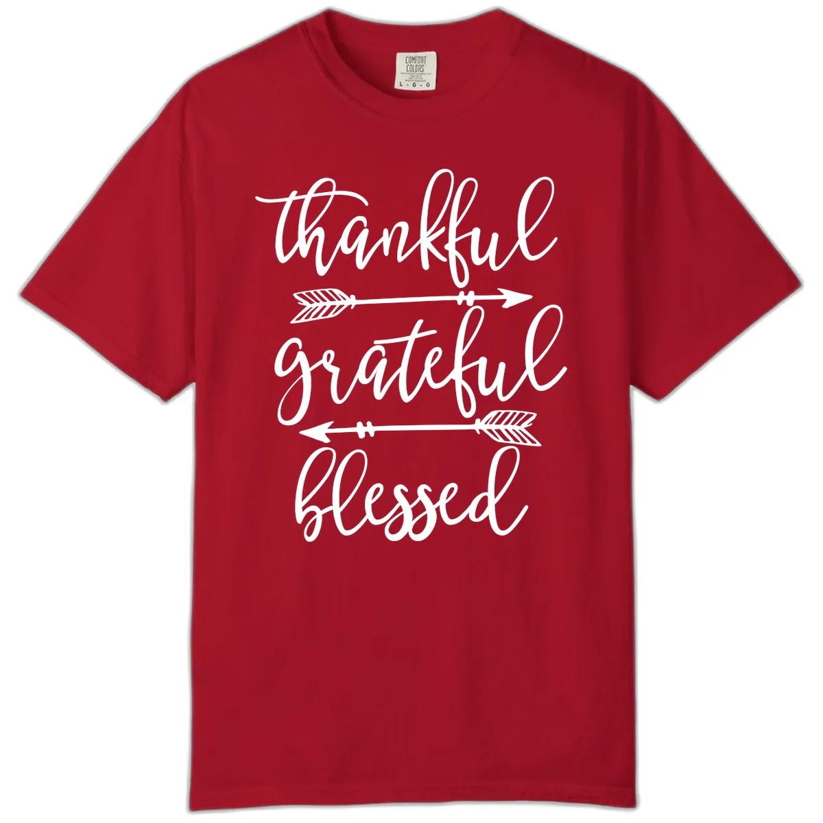 Thankful Grateful Blessed Typography Design Comfort Color in Red