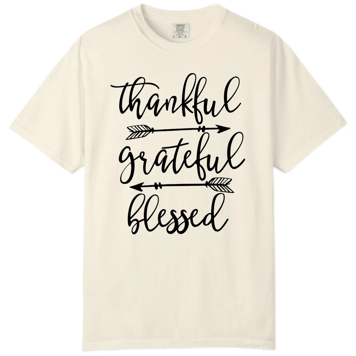 Thankful Grateful Blessed Typography Design Comfort Color in Ivory