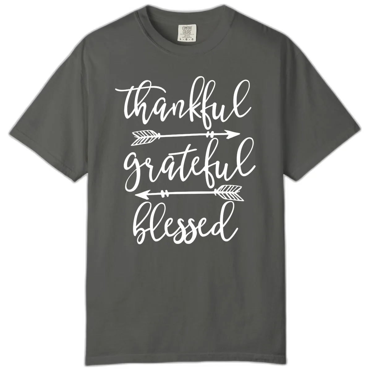 Thankful Grateful Blessed Typography Design Comfort Color in Pepper