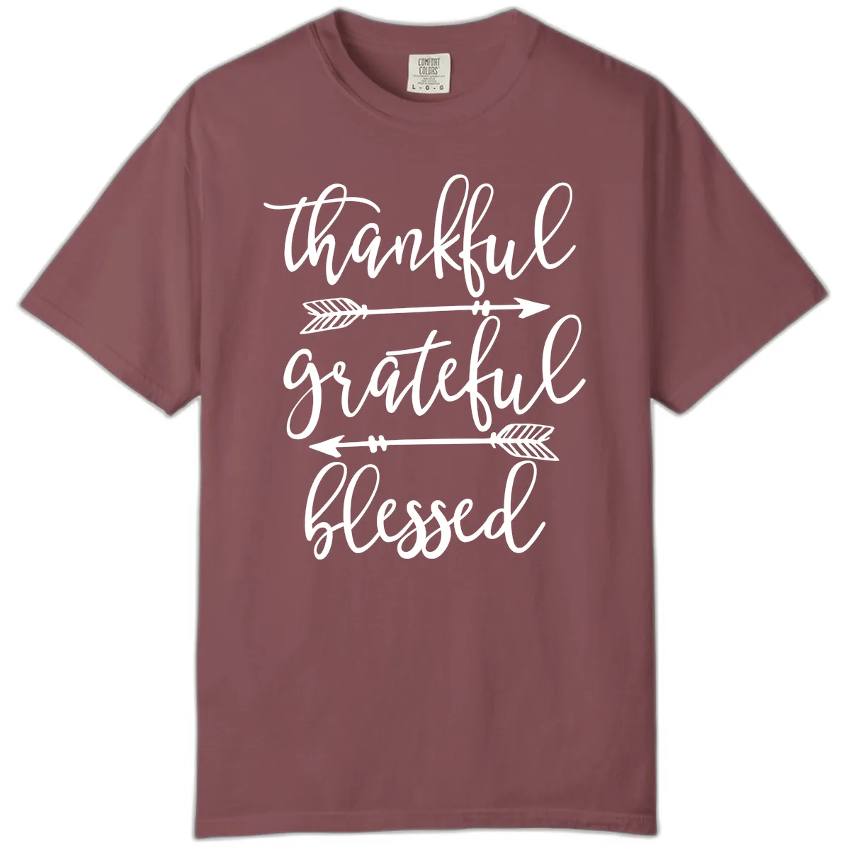 Thankful Grateful Blessed Typography Design Comfort Color in Brick