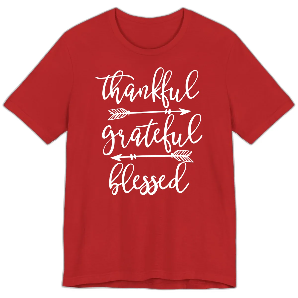 Thankful Grateful Blessed Typography Design Premium T-Shirt in Red