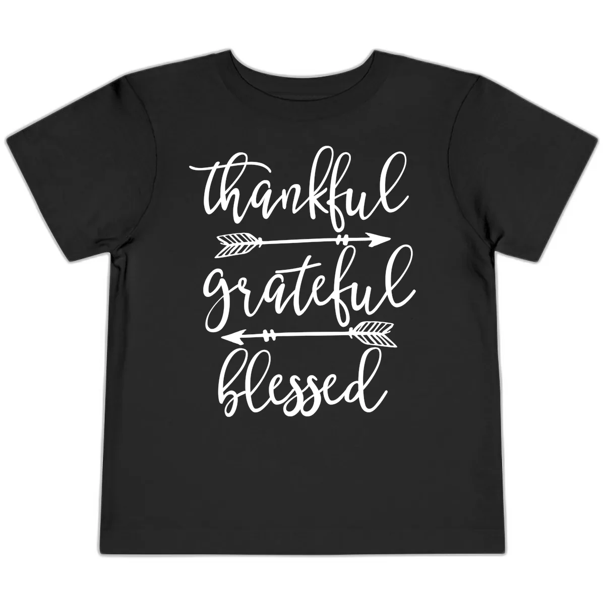Thankful Grateful Blessed Typography Design Toddler T-Shirt in Black