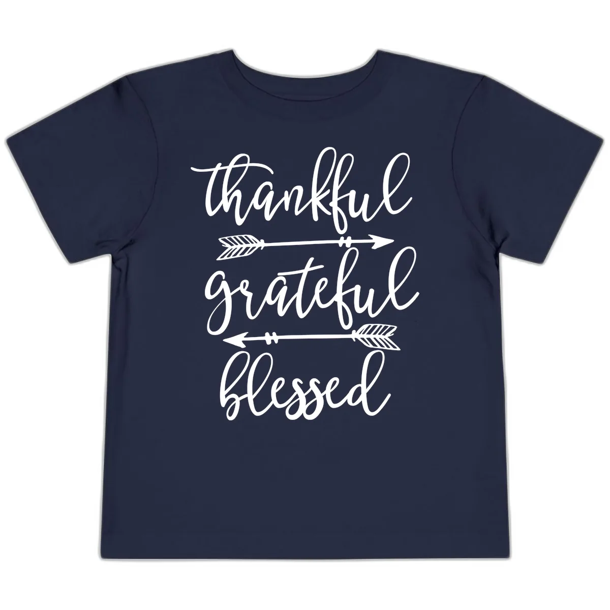 Thankful Grateful Blessed Typography Design Toddler T-Shirt in Navy