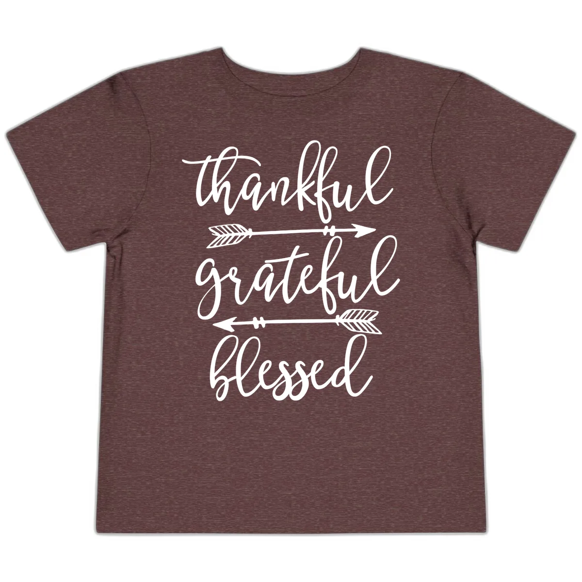Thankful Grateful Blessed Typography Design Toddler T-Shirt in Heather Maroon