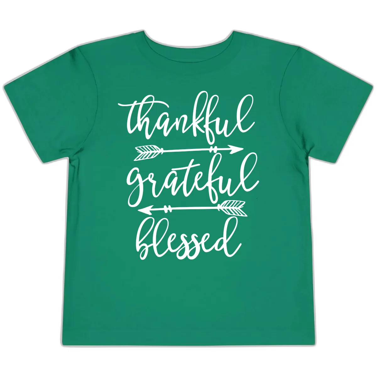 Thankful Grateful Blessed Typography Design Toddler T-Shirt in Kelly